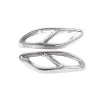 Car Rear Exhaust Muffler Pipe Cover Tail Throat Frame For Mercedes For Benz A B C E GLA GLC GLE GLS CLS Class W176 W246 W205 W213 W166 Tail Pipe Muffler(Silver)