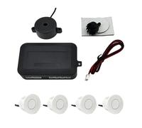 Car Rear Reversing Radar 12V 22mm Parking Sensor Kit Universal 4 Buzzer Reverse Backup Sound Alert Indicator Probe Parking Assist Sensor(White)