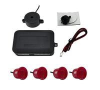Car Rear Reversing Radar 12V 22mm Parking Sensor Kit Universal 4 Buzzer Reverse Backup Sound Alert Indicator Probe Parking Assist Sensor(Red)