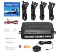 Car Rear Reversing Radar Kit with 4 Parking Sensors, Audible Warning - Black