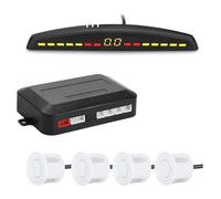 Car Rear Reversing Radar Parking Sensor Kit 22mm Backlight Display Reverse Backup Monitor Safety Alarm Probe Device Car Parking Sensor(White)
