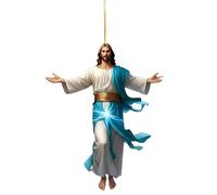 Car Rear View Mirror Pendant 2D Flat Acrylic Religious Jesus Ornament