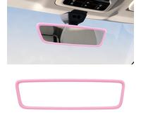 Car Rear View Mirror Protector Frame,Silicone Rearview Mirror Cover,Rearview Frame Protective Trim Cover,Automotive Mirrors Trim Non-Slip Wear-Resistant Compatible with Tesla Models (Pink)