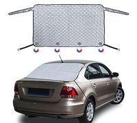 Car Rear Windshield Snow Ice Cover, Windproof Rear Windscreen Snow Cover with 2 Elastic Hooks, 4 Magnets, All-Weather Waterproof Winter Ice Frost Snow Protector for Most Sedans Cars Trucks Vans SUVs