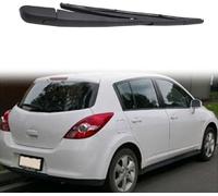 Car Rear Wiper Blade Arm Set Kit for Nissan Tiida C11 2007-2012, Back Windscreen Assembly Rubber Rain Brush Cleaning Replacements Accessories