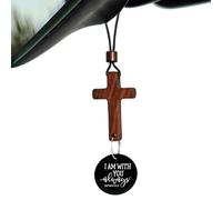 Car Rearview Hanging Ornament, Cross Pendant, Daily Scripture Pendant with "i Am with You Always" Medallion, Bible Text Car Charm, Handmade Cars Decor Accessory, Cars Interior Decor Christian Gifts