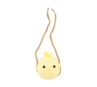 Car Rearview Mirror Crochet Swing Pendant Ornament - Handmade Animal-Themed Hanging Accessory for Most Cars, Includes Bunny, Frog, Duck, Penguin, Dinosaur & Chicken(Yellow Chicke)