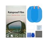 Car Rearview Mirror Film - Rainproof 2 Pack | Anti-Fog Waterproof Shield | Safety Driving Accessories with Scraper Tabs and Alcohol Cloth for Side in All Weather