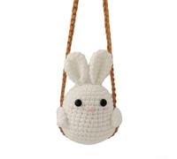 Car Rearview Mirror Hanging Pendant Accessory Crochet Animal Cartoon Swing Decorative Ornament(Bunny)