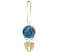 Car Rearview Mirror Pendant Dragon Cool Blue Hanging Angel Ornament for Car Mirror