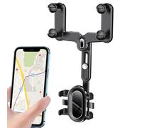 Car Rearview Mirror Phone Holder, Auto Phone Holder 360° Rotatable Mirror Phone Mount, Rear View Mirror Phone Mount, Retractable Cellphone Car Holder for Make Video Calls