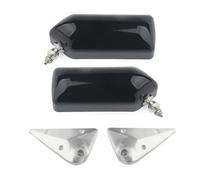 Car Rearview Mirror Shells Universal Retro Car Rearview Side Mirror Craft Square F1 Style W/Blue Surface Metal Bracket Rear View(Black)