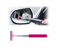 Car Rearview Mirror Wiper, Retractable Auto Glass Squeegee, Water Cleaner with Telescopic Long Rod, Portable Cleaning Tool for All Vehicles, Universal Automotive Accessories (Pink)