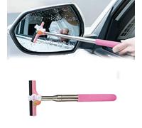 Car Rearview Mirror Wiper, Retractable Window Squeegee with Telescopic Handle, Pink Silicone Blade, Modern Style Car Cleaning Tool for Side Mirrors