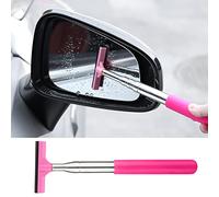 Car Rearview Mirror Wiper, Wing Mirror Cleaner Retractable Car Side Mirror Wiper Car Mirror Cleaner with 33.86in Telescopic Long Rod, Squeegee Cleaner for Mirror Glass Rainwater Mist (Pink)