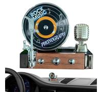 Car Record Player Air Freshener - 10x9x8cm Solar ABS Mini Retro Style, Rotating Desktop Ornament, 360 Degree Creative Cool Design | Vehicle Interior Scent Decoration for Men, Women, Adults, Dashboard
