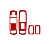 Car Red Carbon Fiber Accessories Protective Cover Sticker Compatible with Dodge Durango 2011 2012 2013 (Windows Lift Panel 5pcs)