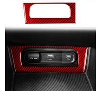 Car Red Carbon Fiber Accessories Protective Cover Sticker Compatible with Kia Sportage NQ5 2022 2023 2024 2025 (Center Console Charging Port Bezel)
