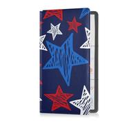 Car Registration and Insurance Card Holder American Flag Star Scatter Pretty Blue PU Leather Vehicle Glove Box Automobile Documents Paperwork Wallet Case Organizer for ID Driver's License