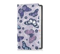 Car Registration and Insurance Card Holder Beautiful Artistic Gentle Butterflies Purple PU Leather License Registration Holder for Driver License Insurance Card Paperwork for Men Women