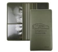 Car Registration and Insurance Card Holder - Leather Vehicle Glove Box Automobile Documents Paperwork Wallet Case Organizer for ID, Driver's License, Key Contact Information Cards - Men&Women, Grey