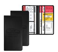 Car Registration and Insurance Card Holder - Leather Vehicle Glove Box Automobile Documents Paperwork Wallet Case Organizer for ID, Driver's License, Key Contact Information Cards - Men&Women, 2PCS