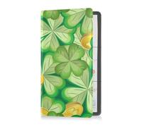 Car Registration and Insurance Card Holder Lucky Clover Gold Coin St. Patrick's Day Green Registration Insurance Card Holder PU Leather Glove Box Organizer Makes Your Documents In Order