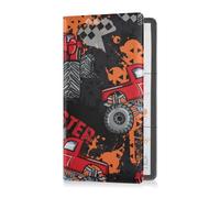 Car Registration and Insurance Holder Funny Red Monster Car Black Registration Insurance Card Holder PU Leather Glove Box Organizer Makes Your Documents In Order
