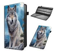 Car Registration and Insurance Holder, Leather Car Glove Box Organizer, Cool Car Accessories for ID, Driver's License Cards & Essential Document,Men&Women,business cards,Wolf on the mountaintop