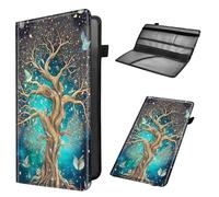 Car Registration and Insurance Holder, Leather Car Glove Box Organizer, Cool Car Accessories for ID, Driver's License Cards & Essential Document,business cards,Men&Women,birds on it cosmic tree