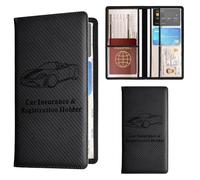 Car Registration and Insurance Holder,PU Leather Glove Box Organizer,Car Document Holder Organiser for Women Men,Registration Insurance Wallet,Driving Licence Holders for Travel Document (Black)