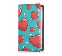 Car Registration and Insurance Holder Valentine's Day Red Hearts Love Stars Blue Registration Insurance Card Holder PU Leather Glove Box Organizer Makes Your Documents In Order