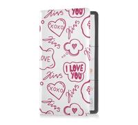 Car Registration and Insurance Holder Valentines Pink Hearts Speech Bubbles Love Words Registration Insurance Card Holder PU Leather Glove Box Organizer Makes Your Documents In Order