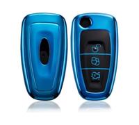 Car Remote Fob Case for Mondeo MK8 Fiesta Transit Custom Galaxy Connect, 3 Button TPU Remote Protector, Transit Silicone Protective - Blue
