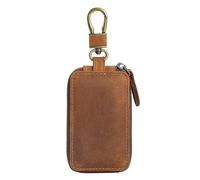 Car Remote Pouch - Vintage Leather Key Organizer, Compact Duals-Zipper Key Wallet | Scratch-Resistant Auto Key Case, Small Card Slot Pouch for Vehicle Keys, House Keys, Access Cards, Daily Carry
