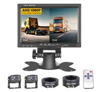 Car Reversing Camera Kit with 7" HD Monitor, Car Backup Camera Night Vision, IP66 Waterproof, 4-Pin Connection Backup Cam, 15m 10m Cable, for Vans/Camping Cars/RVs/Pickup Trucks/Trailers