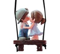 Car Reversing Mirror Charm, Swinging Couple Girls, Cute Love Figure Ornament, Romantic Cartoon Lover Accessory, Piece with Hanging Rope for Teenagers, Men, Men