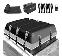 Car Roof Bag, 26 Cubic Feet Large Soft-Shell Waterproof Travel Cargo Carrier Luggage Storage Box for All Vehicles SUV with/Without Rack, Includes 10 Reinforced Straps + 6 Door Hooks, Gray