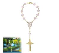 Car Rosary for Rearview Mirror, Car Rosary with Cross Pendant Charm Religious Hanger Gift Catholic Hanging Accessory for Vehicle Rear View Mirror