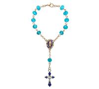 Car Rosary for Rearview Mirror Hanging - Catholic Religious Devout Gift with Virgin Mary Charm and Crucifix, Ideal Catholic Rosary Gifts for Men & Women (Blue)