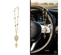 Car Rosary for Rearview Mirror - Rearview Mirror Hanging Accessories - Steering Wheel Rosary Charm - Pearl Heart Chain Catholic Car Interior Hanging Decor - Alloy, Artificial Pearls (Silver)