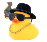 Car Rubber Duck - Rubber Duck Car Ornaments, Car Dashboard Ducks | Car Duck Decoration Dashboard, Cute Duck Car Accessories With Mini Swim Ring Sun Hat Necklace and Sunglasses Swimming Ring