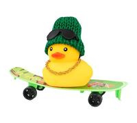Car Rubber Duck - Rubber Yellow Duck Car Ornaments with Hat Necklace Sunglasses,Dashboard Ornament, Table Decoration, Car Accessories