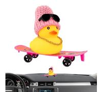 Car Rubber Duck - Yellow Duck Decoration Dashboard with Hat Necklace Sunglasses - Car Accessories, Table Decoration, Car Dashboard Decorations