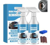 Car Rust & Iron Particle Remover Spray, Fast-Acting Metal Surface Cleaner, Heavy-Duty Formula for Eliminating Rust, Brake Dust & Metal Residue on Vehicles, Wheels & More, Works on All Surfaces (2Pcs)