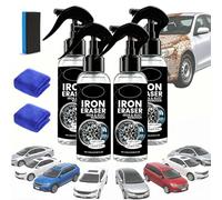 Car Rust Remover & Iron Powder Remover Spray, Fast Acting Rust Stain Remover for Automotive Wheels and Metal, Professional Iron Fall Out Remover for Car, Bike Rust Repair Kit & Dust Spray (4Pcs)