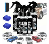 Car Rust Remover & Iron Powder Remover Spray, Fast Acting Rust Stain Remover for Automotive Wheels and Metal, Professional Iron Fall Out Remover for Car, Bike Rust Repair Kit & Dust Spray (5Pcs)