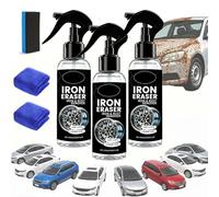 Car Rust Remover & Iron Powder Remover Spray, Fast Acting Rust Stain Remover for Automotive Wheels and Metal, Professional Iron Fall Out Remover for Car, Bike Rust Repair Kit & Dust Spray (3Pcs)