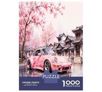Car Sakura Town 1000 Pieces Premium Jigsaw Puzzle Neo-Trad Fusion Classic Jigsaw Puzzle Thick Cardboard Impossible Hard Challenging Decompression Wall Decor Relaxation Creativity 38x26cm/1000pcs