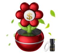 Car Scent DiffuserCar Solar Air Freshener -Car Fragrance Air Freshener| Inovative Portable Flower Design Wealth Sign, 360 Degree Rotation, Interior Dashboard Decoration For Women Men